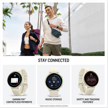 Garmin VIVOACTIVE 6 Health and Fitness GPS Smartwatch, Bone with Silicone Band — thumbnail 5