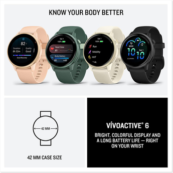 Garmin VIVOACTIVE 6 Health and Fitness GPS Smartwatch, Bone with Silicone Band — thumbnail 8