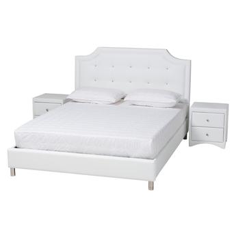 Baxton Studio Carlotta 3 Piece Queen Size Bedroom Set