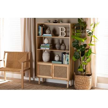 Baxton Studio FM203034NATURALWOODENBOOKCASE Faulkner Series Bookcase