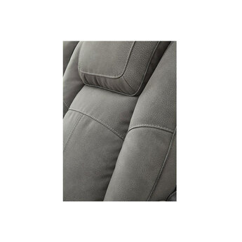 Next-Gen DuraPella Power Leather Look Recliner - Grey — thumbnail 10