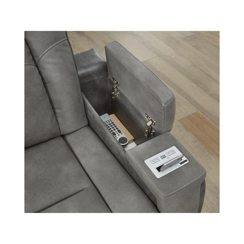 Next-Gen DuraPella Power Leather Look Recliner - Grey — thumbnail 11