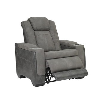 Next-Gen DuraPella Power Leather Look Recliner - Grey — thumbnail 2