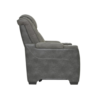 Next-Gen DuraPella Power Leather Look Recliner - Grey — thumbnail 4
