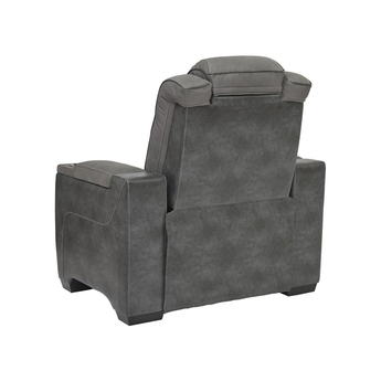 Next-Gen DuraPella Power Leather Look Recliner - Grey — thumbnail 5