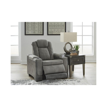 Next-Gen DuraPella Power Leather Look Recliner - Grey — thumbnail 7