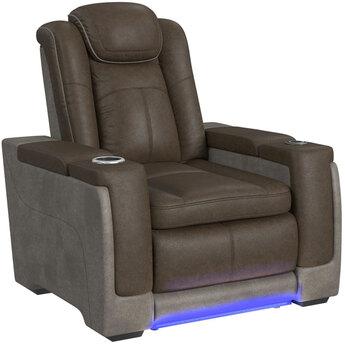 Transitional Power Motion Recliner with Power Headrest - Brown/Grey