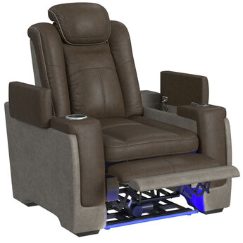 Transitional Power Motion Recliner with Power Headrest - Brown/Grey — thumbnail 3