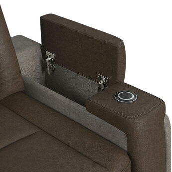 Transitional Power Motion Recliner with Power Headrest - Brown/Grey — thumbnail 5