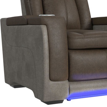 Transitional Power Motion Recliner with Power Headrest - Brown/Grey — thumbnail 6
