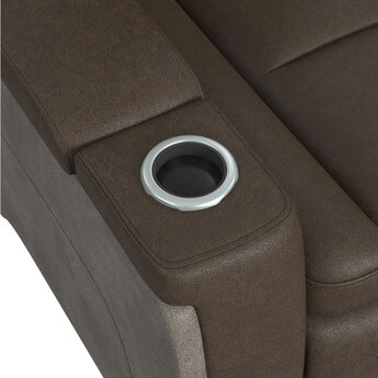 Transitional Power Motion Recliner with Power Headrest - Brown/Grey — thumbnail 7