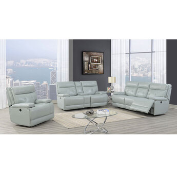 Capri Italian Leather Power Recliner - Aqua — thumbnail 2