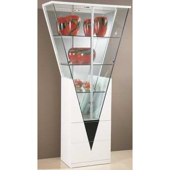 Silver Triangular Curio w/ Mirrored Interior by Chintaly Imports