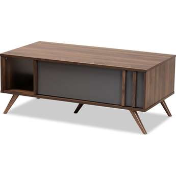 Baxton Studio Naoki Modern and Contemporary Two-Tone Gray and Walnut Finished Wood 1-Drawer Coffee Table