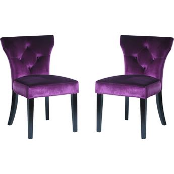 Armen Living Elise Purple Velvet Side Chair - Set of 2