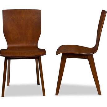 Baxton Studio Elsa Mid-Century Modern Scandinavian Style Dark Walnut Bent Wood Dining Chair