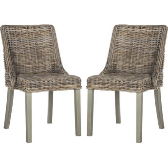 Safavieh Caprice Natural Wicker Dining Chair with Leather Handle - Set of 2