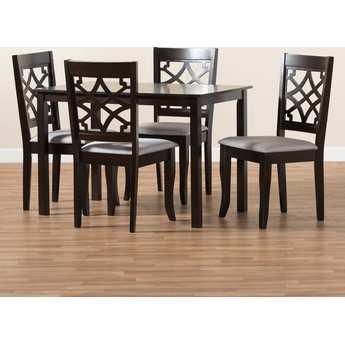 Baxton Studio Mael Grey and Espresso Brown 5 Piece Wood Dining Set