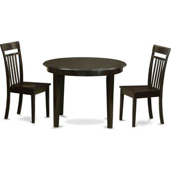 East West Furniture Boston 3 Piece Kitchen Nook Dining Set - Round Table and 2 Dining Chairs