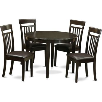 East West Furniture Boston 5 Piece Kitchen Nook Dining Set - Round Table and 4 Dining Chairs