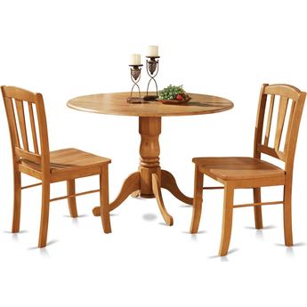 East West Furniture Dublin 3 Piece Dining Table Set -  Table with Two 9" Drop Leaves and 2 Dining Chairs
