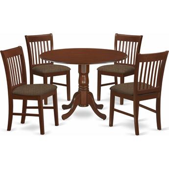 East West Furniture Dublin 5 Piece Kitchen Table Set - Round Table and 4 Solid Wood Chairs