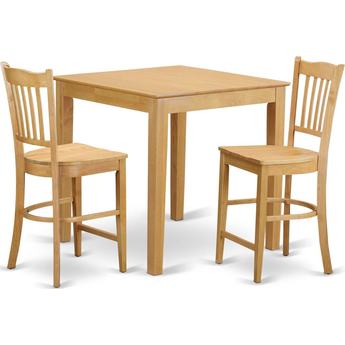 East West Furniture Pub 3 Piece Counter Height Table and Chair Set - Kitchen Table and 2 Counter Height Chairs