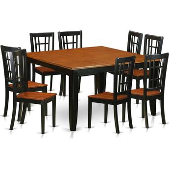 East West Furniture Parfait 9 Piece Dining Room Table Set - Dining Table and 8 Dining Chairs
