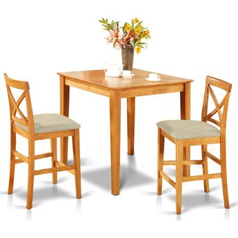 East West Furniture Pub 3 Piece Counter Height Table Set - Pub Table and 2 Counter Height Stools