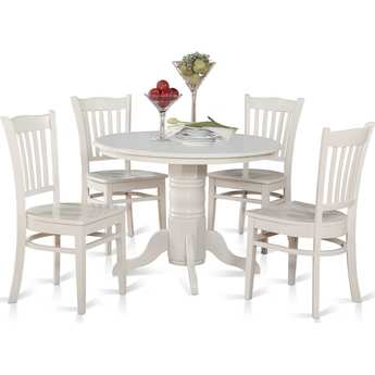 East West Furniture Shelton 5 Piece Kitchen Nook Table Set - Round Table and 4 Dinette Chairs