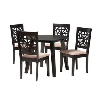Baxton studio alicesanddarkbrown5pcdiningset 1