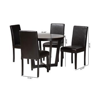 Baxton studio brunadarkbrown5pcdiningset 11