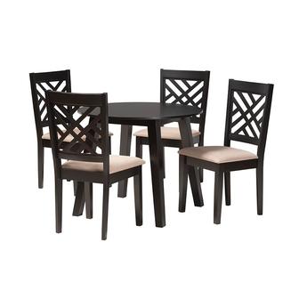 Baxton Studio ELLIESANDDARKBROWN5PCDININGSET
