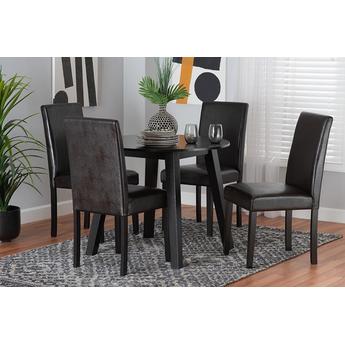 Baxton studio eminedarkbrown5pcdiningset 2