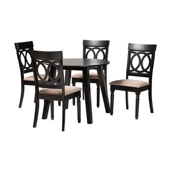 Baxton studio evelynsanddarkbrown5pcdiningset 1