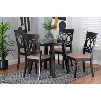 Baxton studio evelynsanddarkbrown5pcdiningset 2