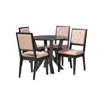Baxton Studio KAISANDDARKBROWN5PCDININGSET