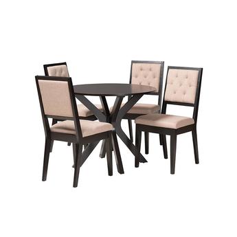 Baxton studio manasanddarkbrown5pcdiningset 1