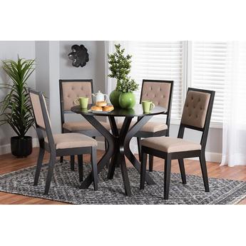 Baxton studio manasanddarkbrown5pcdiningset 2