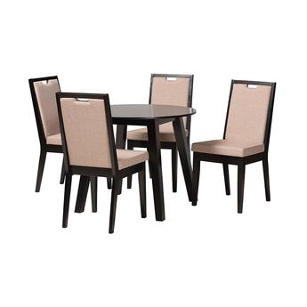 Baxton studio niasanddarkbrown5pcdiningset 1