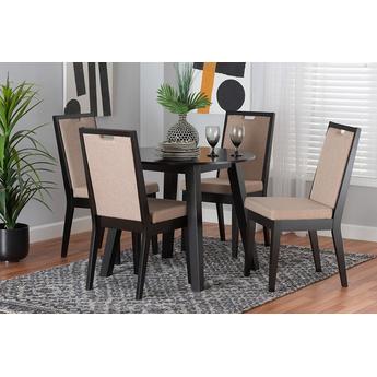 Baxton studio niasanddarkbrown5pcdiningset 2