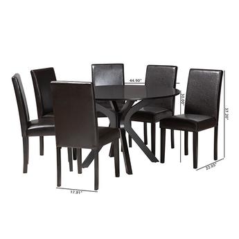 Baxton studio pinardarkbrown7pcdiningset 11