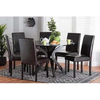 Baxton studio pinardarkbrown7pcdiningset 2