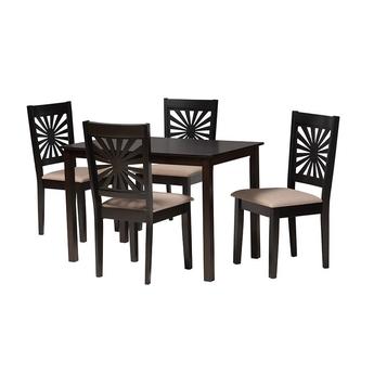 Baxton studio rh386csanddarkbrown5pcdiningset 1