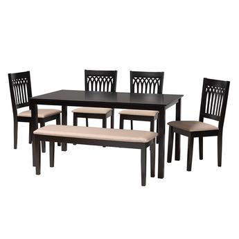 Baxton studio rh389csanddarkbrown6pcdiningset 1