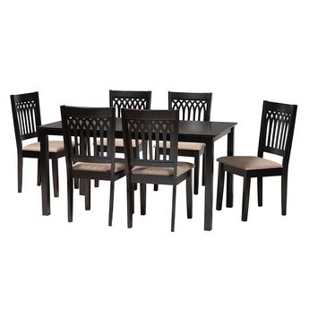Baxton studio rh389csanddarkbrown7pcdiningset 1