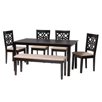 Baxton studio rh391csanddarkbrown6pcdiningset 1