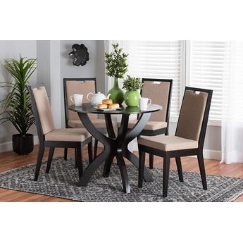 Baxton studio rikasanddarkbrown5pcdiningset 9