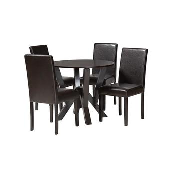 Baxton studio rosidarkbrown5pcdiningset 1