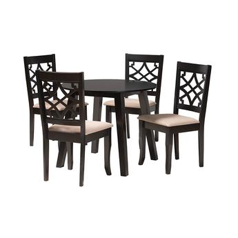 Baxton studio theasanddarkbrown5pcdiningset 1